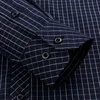 Mens Classic Standard-Fit Plaid/Striped Social Office Hemd Hemd Single Patch Pocket Long Sleeve Formal Business Basic Shirts 240403