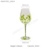 Wine Glasses Creative Nordic Colored Wine lass Hand-Painted Flower Pattern Red Wine Cup Weddin oblet Crystal Lon Stem Champane Drinkware L49