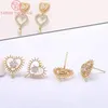 Orecchini per borchie (2658) 4 pcs 13x13mm foro 1mm 24k in ottone a colori oro con zircone a cuore di alta qualità gioielli fai -da -te che producono risultati