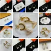 Luxury Charm Hoop Earrings Brand Designers Pearl Letter V Dangle 18K Gold Silver Plated Drop Stud Earring For Women Wedding Crystal Rhinestone Jewerlry Accessories