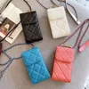 مصممي Luxurys قناة الهواتف المحمولة أكياس عالمية الحالات الشبكة الماس لـ iPhone 15 14 13 12 Pro Max Mini Samsung Leather Fashion 4 Colors