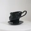 Tassen Untertassen Nordisch einfache Kaffee Tasse Untertasse Set Home Face Shape Tassen exquisit