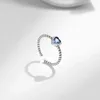 Cluster Rings MODIAN 925 Sterling Silver Blue Zirconia Heart Retro Adjustable Ring Vintage Opening Trendy Elegant For Women Party Fine