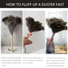 Ostrich Feather Duster Återanvändbara fjädrar Duster med trämhandrengöringsverktyg Hushållens bil Damm Brushrenare Damm Tillbehör