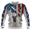 Golden Retriever/American Bulldog Star Flag 3D Tryckta hoodies kvinnor för män Pullovers Street Tracksuit Love Dog Gift