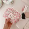 Cosmetic Bags Fresh Sweet Green Crushed Flower Clip Cotton Thick Soft Small Square Bag Boat Bag Cotton Makeup Bag Travel Makeup Bag Woman Bag L49