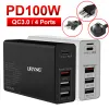Trimmers Urvns 100W Type C Wall Charger met PPS PD3.0 QC3.0 AFC FCP FAST -technologie, USBC -laptopadapter voor Book Pro 16 ", iPhone 11