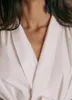 Kvinnors blusar Cross Collar White Shirt Lapel Long Sleeve Cardigan V Neck Tie Top Women