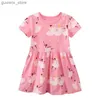 Mädchenkleider springen Messgeräte Sommer Prinzessin Girls Kleider Baumwolle Kurzarm Kinderkleidung Kleidung Kleinkind Kids Kinder Frocks Party Hochzeitskleider Kostüm Y240412