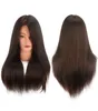 18 pouces brun 100 réels de cheveux de cheveux humains coiffeur coiffeur mannequin têtes poupées têtes de cheveux longs coiffure pratiquer la tête beauté 6309550