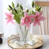 Decorative Flowers Artificial Lily Flower Indoor Plants Elegant Branch With Green Leaves For Home Stylish