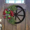 Dekorative Blumen Innen im Freien im Freien Weihnachtskranz Festtrohr Plaid Bowknot Löffel Kiefernkegel Dekor Innen-/Außenfenster vorne