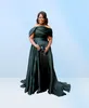 Dark Green 2019 Plus Size Prom Dresses Sexig Off Axel Evening Dress Floor Length Formell fest Gästklänning Röda mattan GOWS4097784