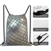 Backpack Shiny Silver Disco Ball Pattern Backpacks Portable Drawstring Bags Bundle Pocket Sports Bag BookBag For Travel School