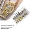時計修理キット170pcs/セットクラウンパーツワインダーシルバーゴールデンツールウォッチメーカーのための交換
