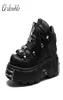 Udouble Brand Punk Style Women Shoes Laceup каблук высота 6 см. Платформа для платформы Женщина готическая лодыжка -сапоги.