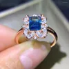 Cluster Anneaux Kjjeaxcmy Boutique Jewelryar 925 STERLING SILPS INRRADE BLUE TOPAZ FEMME LUXY RING Soutien de soutien