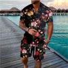 Traccetti da uomo Schema per vacanza hawaiane Palm albero fiore abbottonate Shorts Colors Florals Sets Set Streetwear Tracksuit Beach Beach Men