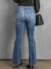 Frauen Jeans Cmaz Wäsche gerissene Flare Hosen 2024 Sommer Fashion Blue Skinny in voller Länge Casual Womens Hosen LC782869