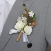 Elegant Artificial Flower Corsage Brooch Groom Groomsmen Boutonniere Silk Rose Tulip Floriches Brooches Party Party Accessoires