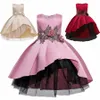 Vestidos de meninas crianças vestido de colete de verão Princesa vestido de flor das crianças Roupas de crianças pequenas saias de peixes jovens vestido de saia estampada bordada Si p1k3#