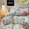 Sängkläder sätter A-klass Maternal och spädbarn Super Soft Wrinkle Garn Vatten tvättad Bomull Fyra bitar Set Bubble Quilt Bed Sheet
