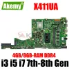 Placa -mãe x411ua prancha para asus vivobook 14 x411u k411ua placa -mãe laptop i3 i5 i7 7th/8rh 4gb/8gbram uma placa principal