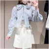 Womens Blouses Shirts Wakuta Harajuku Embroidery Bow Lace Long Sleeve Feminino Moda Tops 2024 Spring Temperament Heavy Blusa Mujer Dro Ot0Ck