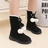 Boots COZULMA Kids Girls Warm Plush Lining Mid-calf Fashion Fur Ball Snow Children Winter Shoes Size 26-37