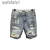 Heren jeans groothandel Koreaanse mode mannen casual bedelaar gat denim shorts merk bedrukte patch gescheurde korte broek Q3BC