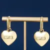 Love pendant brass Earrings retro light luxury peach heart shape Silver Needle Ear Stud Upscale Holiday gifts Women Jewelry Travel Wedding Accessories Earring