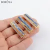 Подвесные ожерелья Borosa Natural Stone Jewelry Vintage Золотое покрытие Селенит Кварц Кьянит Бар Джутки прозрачные