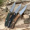 Tunafire GT958 black/green/brown High end linen fiber handle D2 Steel camping outdoor fishing knife with ball bearing