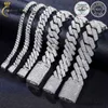 Colares de corrente cubana moda moda de hip hop cheio de 20 mm de largura 3 linhas pild cenário vvs moissanite cuban link cadeia