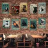 Funny Black Black Cat Retro Metal Tin Sign -REMEMBRY TO WIPE -Nintage Coffee Black Cat Metal Sign Plaque per Home Kitchen Cafe