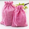 Hediye Sargısı Yüksek Kalite 100 PC/Lot Pembe Mini Jüt Poşet Keten Çizme Küçük Ambalaj Çantası Düğün Takı Paketleme (7x9 cm)