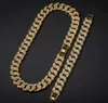 Hip Hop Bling Chains Schmuck Männer Gold Armbänder Halskette aus Miami Cuban Link Chain7508401 ECED Out