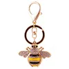 Keychains Creative Lovely Crystal Inlaid med Diamond Bee Car Key Chain Women039S Bag Tillbehör Metal Pendant6328666