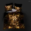 Conjuntos de cama Conjunto de covers de edredão 3D Capas de edredom Capas de fronhas 180x210 200x200 200x230cm Projeto de leão animal têxtil caseira em estoque