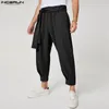 Pantalones para hombres incerun hombres joggers de color sólido 2024 bolsillos holgados de moda pantalones casuales streetwear pantalón con cinturón s-5xl