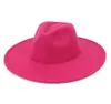 Whole Fashion Men kobiety solidny kolor brzoskwiniowy serc impreza top hat ladies w stylu panamy szeroka wełna poczuła się fedora hats2137365