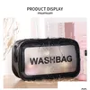 Cosmetic Bags Translucent Frosted Bag Portable Large Capacity Zipper Toiletry Pouch Waterproof Makeup Organizer Storage Package Drop D Dhraf