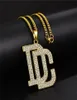 Homens de moda Mulheres Hip Hop Letter DC Big Pingente Jóias de Jóias de Stromestone Full Rhinestone Design 18K Gold Bated Cader