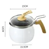 Pannor Small Pot Cookware Djup 12cm 1.9L Matlagningsverktyg Soppa mjölkpanna för picknickgasspisar induktion Kök kamera släpp leverans hem gard otpe0