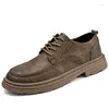 Chaussures décontractées Style italien Men's Oxford Lace Up Office Business Fashion Business Geothere En cuir Interview