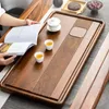 Tea Trays Kongfu Rectangular Tray Cup Dark Wooden Drainage Table Drying Pot Luxury Ceremony Bandeja Household Goods