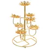 Candle Holders Table Tray Ghee Lamp Holder Stand Gift 15x24.5cm Lotus Rack Metal Candlestick Creative Golden Stainless Steel