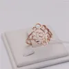 Klusterringar 585 Purple Gold Geometric Hollow Flower Type For Women Classic 14k Rose Chinese Style Exquisite Party Jewelry