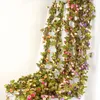 장식용 꽃 2pcs 30LED 2M 인공 꽃 화환 장미 포도 나무 끈 조명 배터리 발렌타인 웨딩 파티 용으로 구동