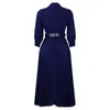 Casual Dresses Women's 2024 Plus Size Spring Fashion Solid Color Sexig V Neck Belted Midjeklänning Evening Party Maxi For Women